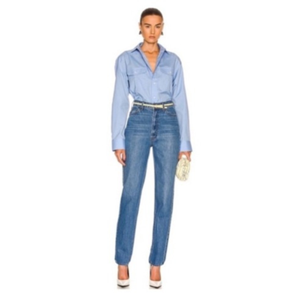 Mother Snacks Jeans Womens 27 High Waisted Twizzy Skimp Blue‎ Straight Tapered